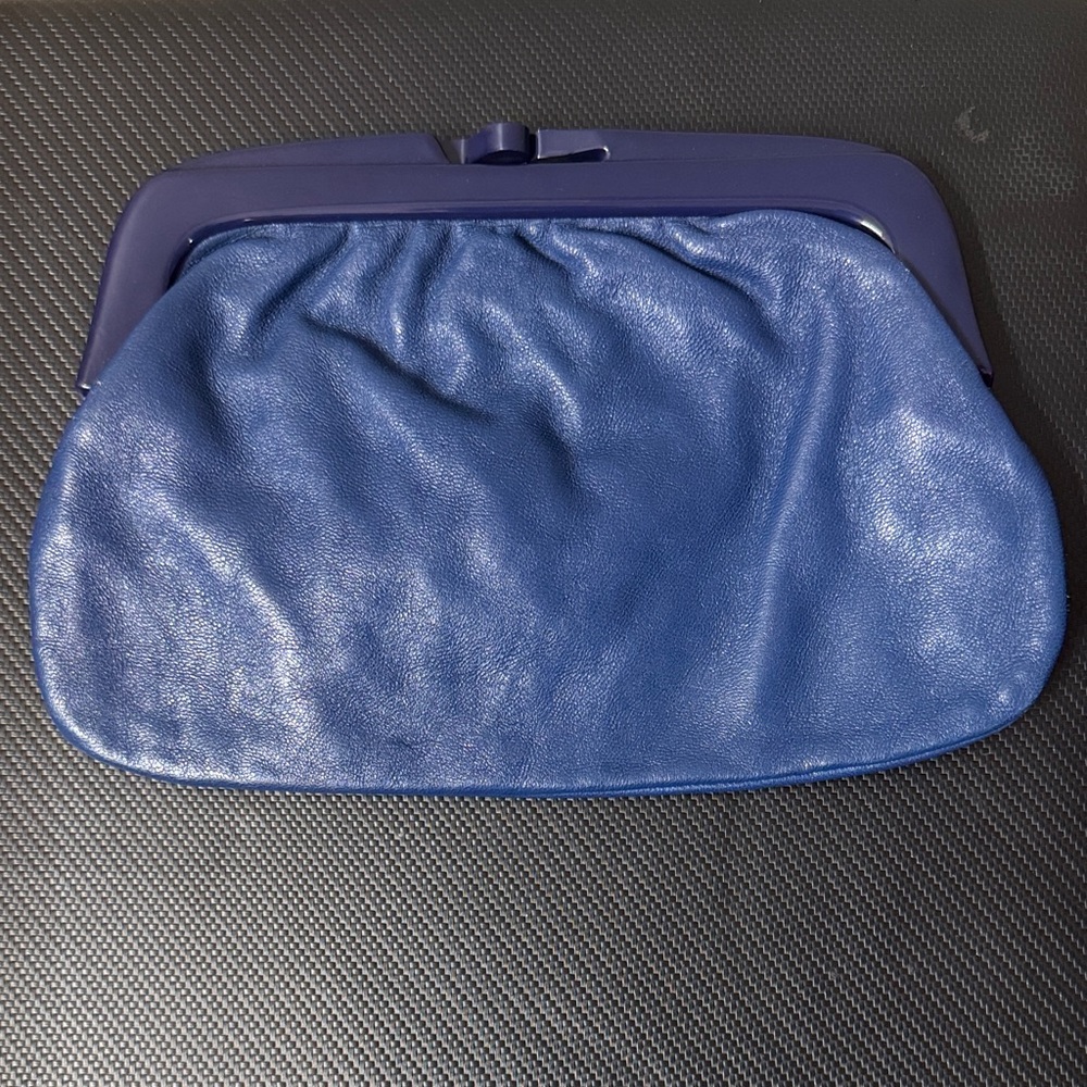 Vintage Leather Blue Clutch Bag